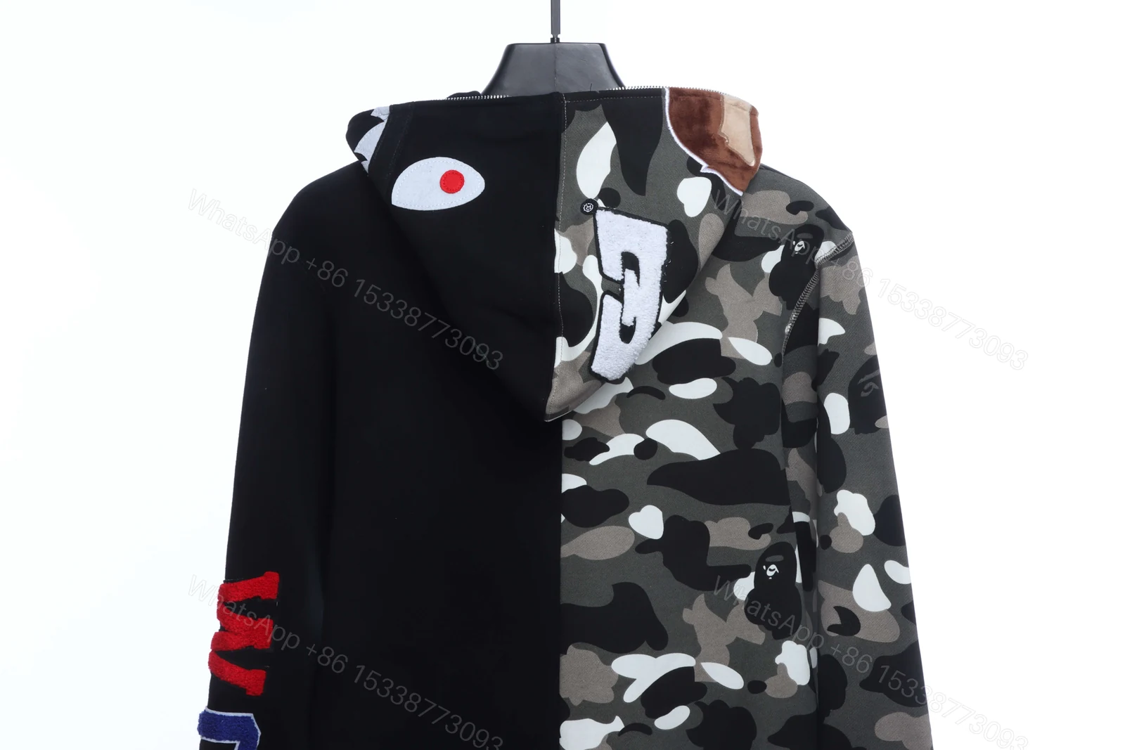 View 6 of BAPE patchwork camouflage hoodie