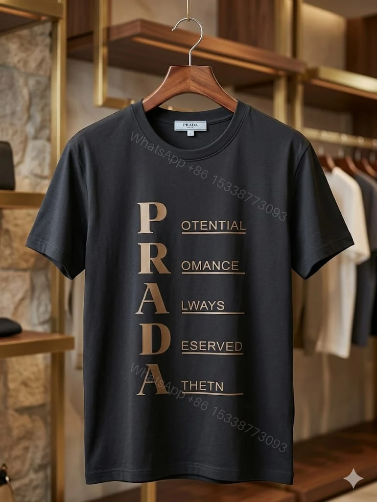 Prada Premium Cotton Lycra Crew Neck T-Shirt Black First Copy | AAA+ Replica — view 1