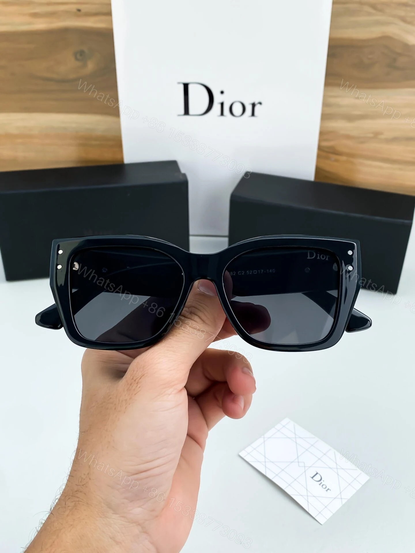 View 3 of Dior Square Sunglasses Black Plastic