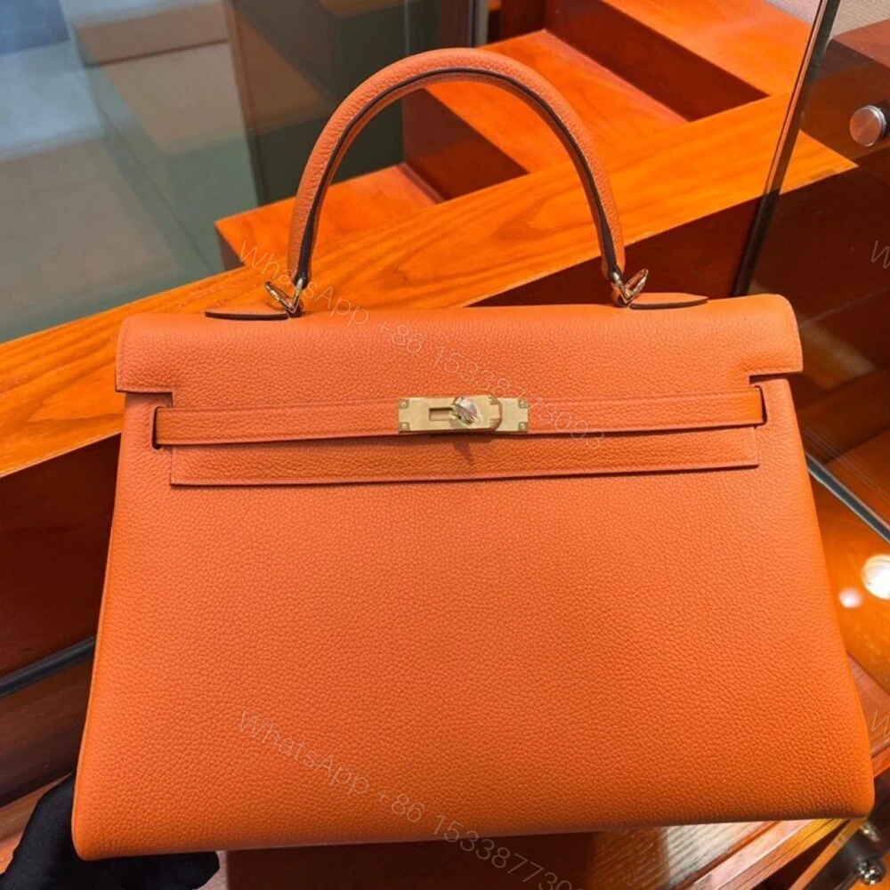 View 2 of Hermes Kelly Gold Hardware Orange Epsom 35Cm