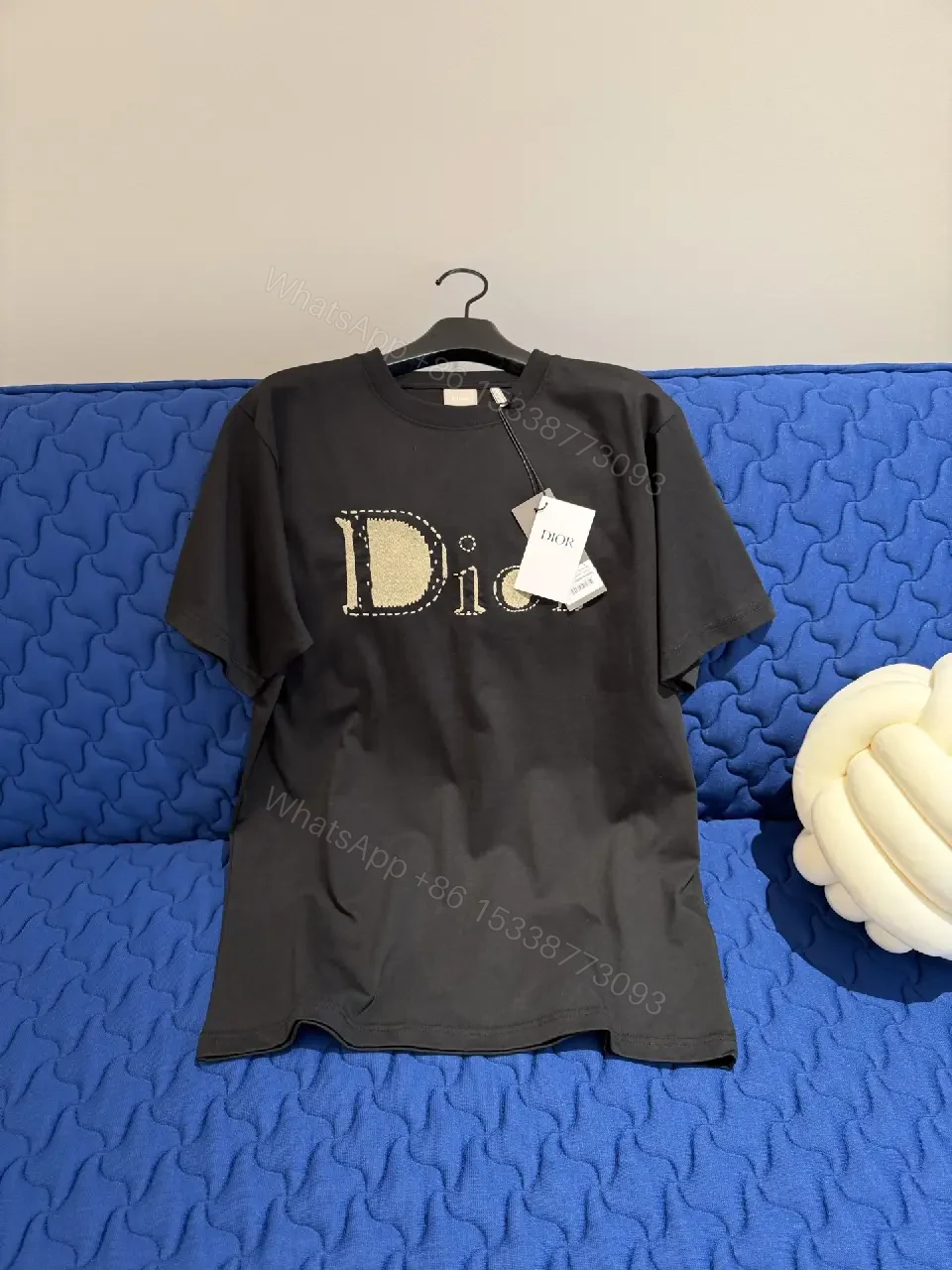 View 11 of Black Cotton Dior Logo T-Shirt, Glitter Accent, Dior Product Type: T-Shirt