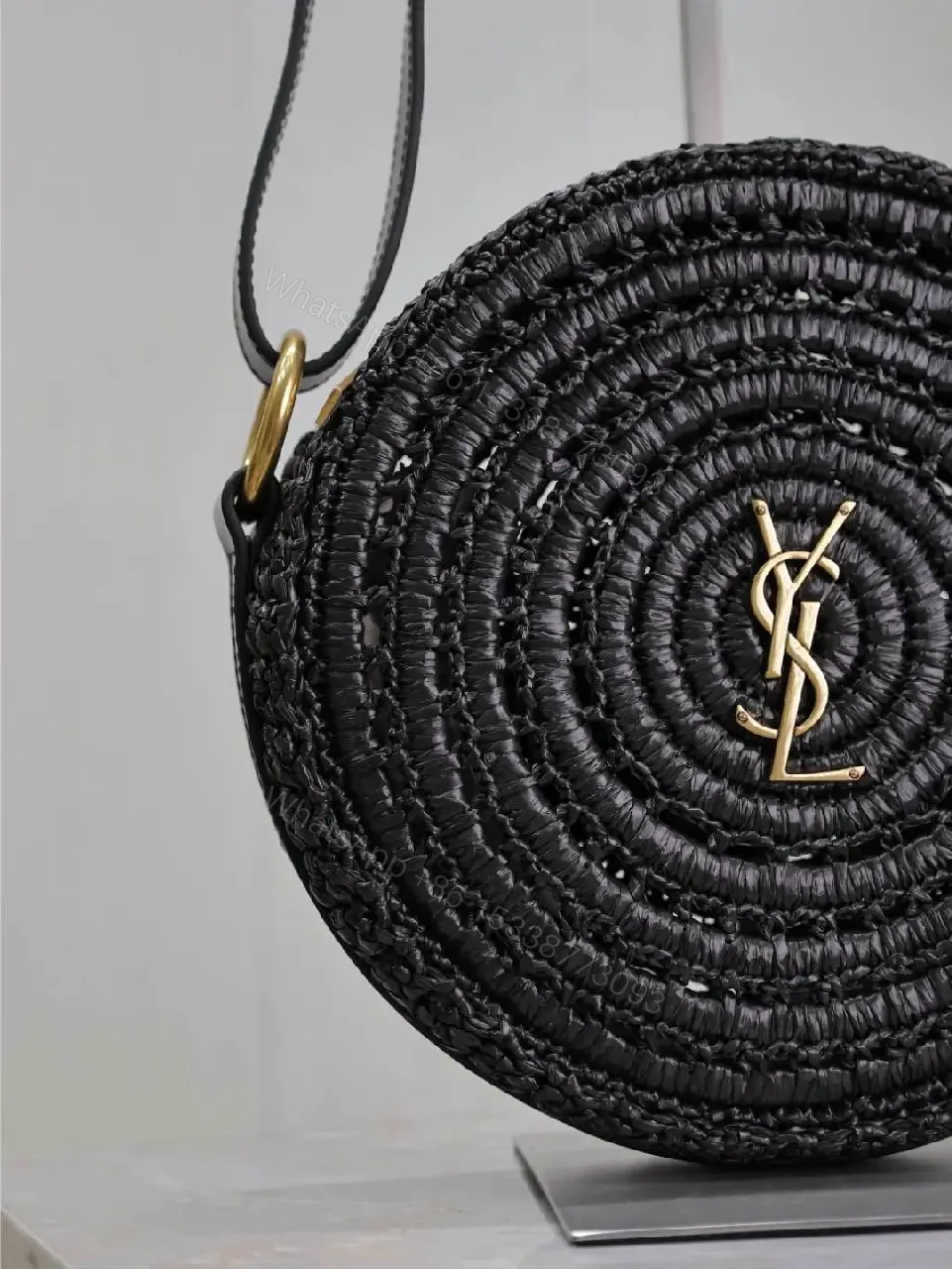 View 10 of Black Straw Circle Bag - Handwoven, Compact, Luxe, Everyday-Ready