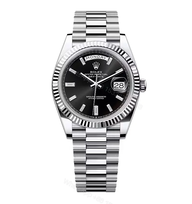 Superclone Rolex Day-Date Bright Black Diamond Dial 228236-0004 40 mm — view 1