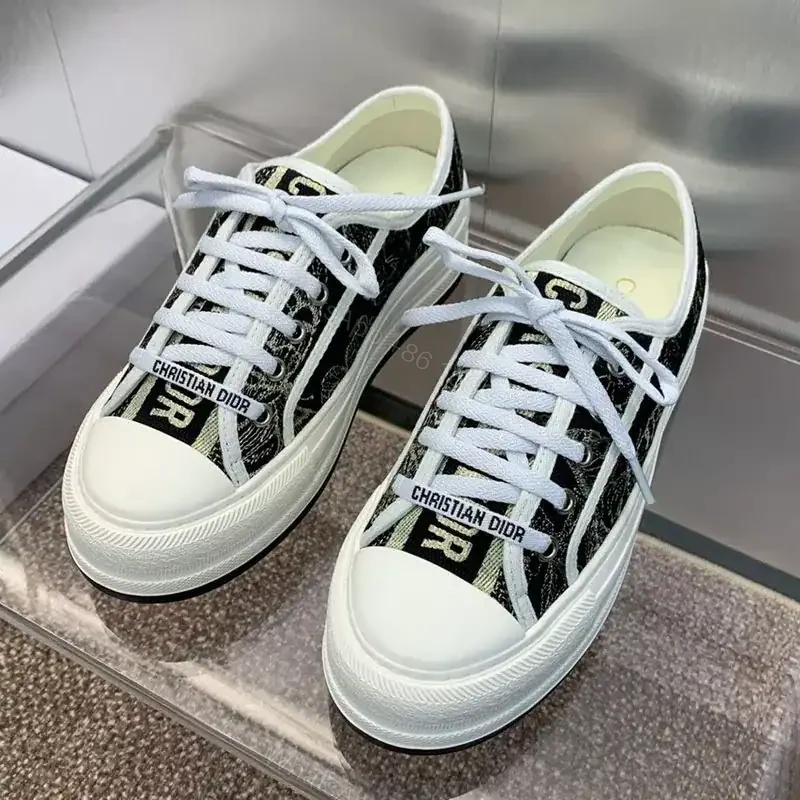 View 2 of WALK’N’DIOR PLATFORM SNEAKERS UNISEX TOILE DE JOUY MEXICO EMBROIDERED BLACK – CD182