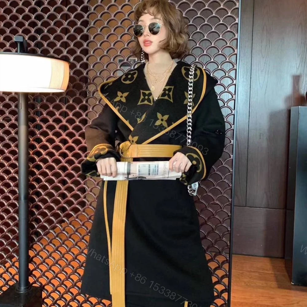 View 7 of Louis Vuitton Hooded Wrap Coat Monogram Wool In Black