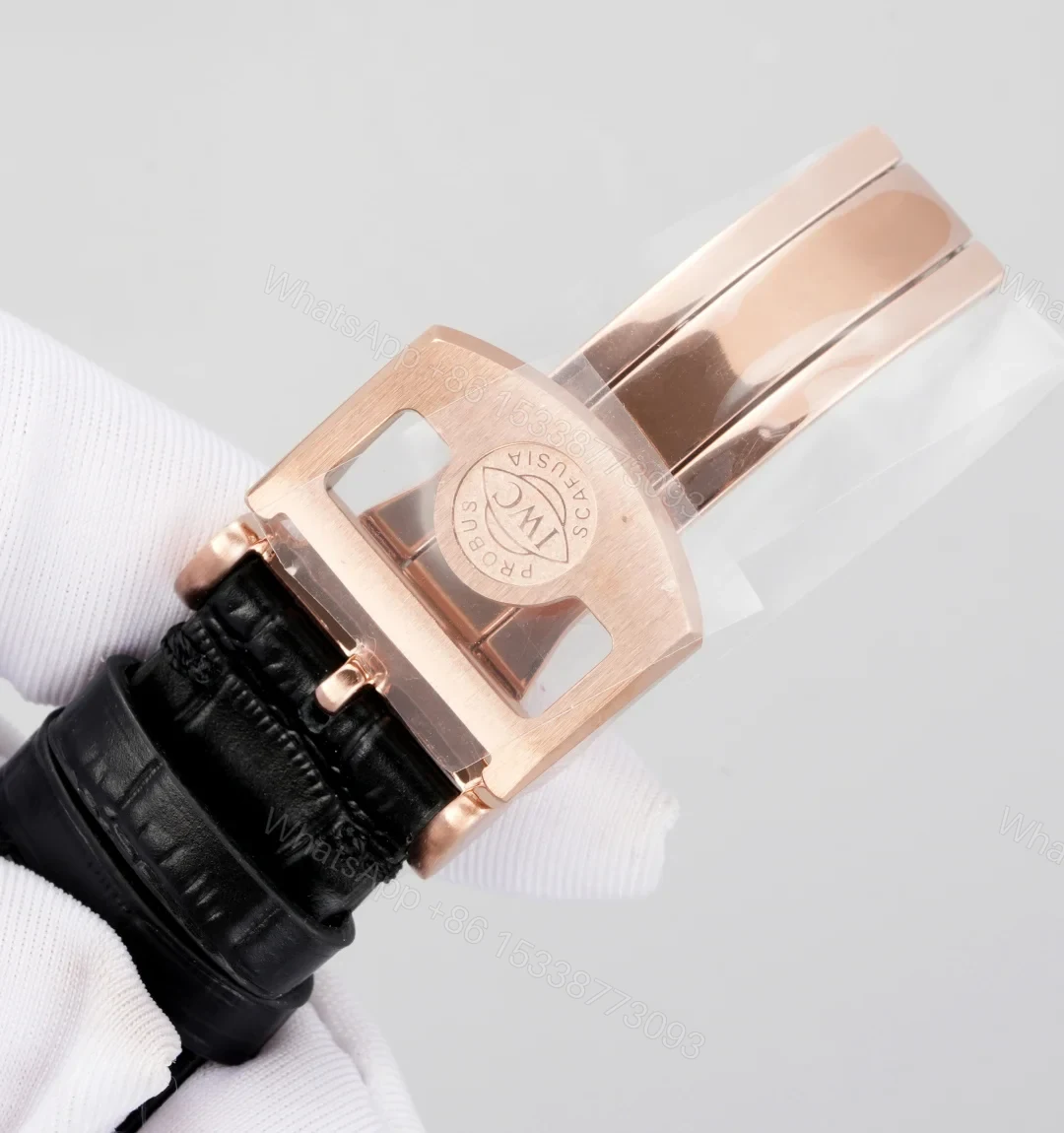 View 8 of IWC Tourbillon Rose Gold Replica 42MM Premium White Dial Black Leather Strap Edition RG-IWC-TOURBILLON-RG-42