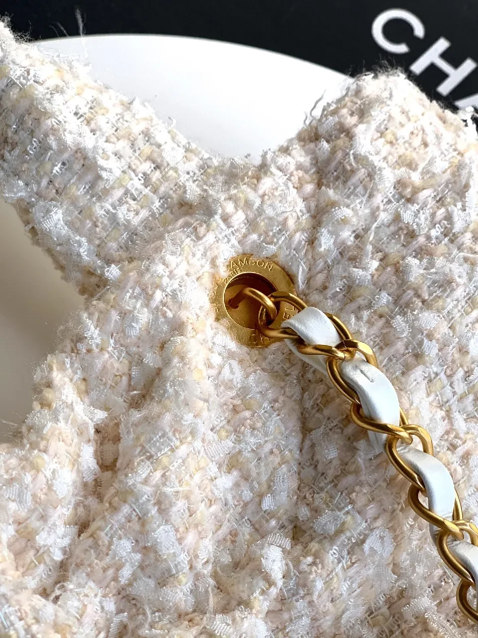 View 8 of Textured Bouclé Luxe Handbag: One-Touch Glam Cloud Bag