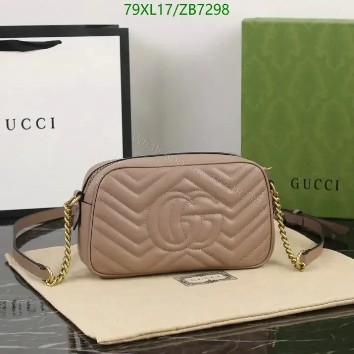 View 3 of Fake Gucci Small GG Beige Marmont Shoulder Bag ZB72988