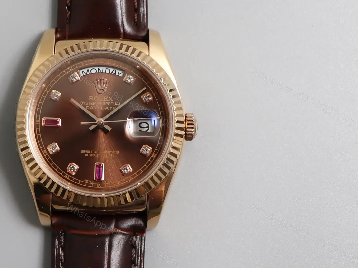 Rolex Day-Date 36 Everose Strap Chocolate Brown Dial 118135-0020 — view 1