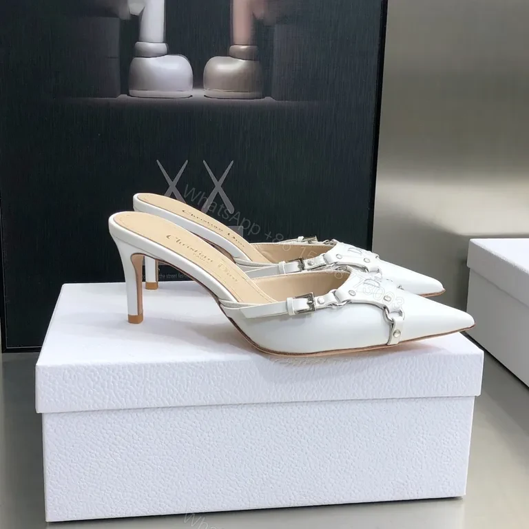 View 6 of Chic White Leather Mules â€” Strapped, Minimalist Elevation