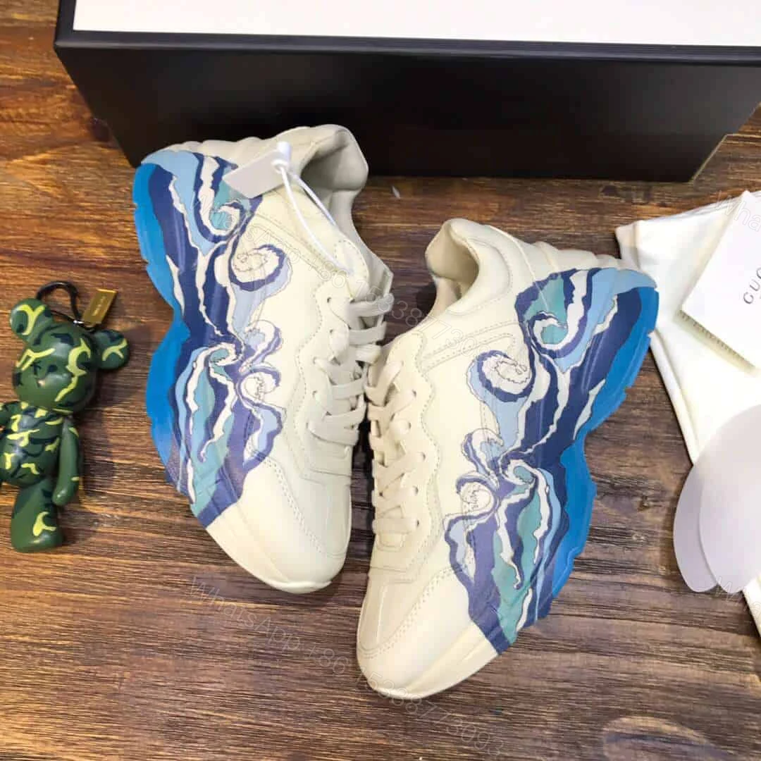 View 2 of GUCCI RHYTON LEATHER SNEAKER WITH WAVE
