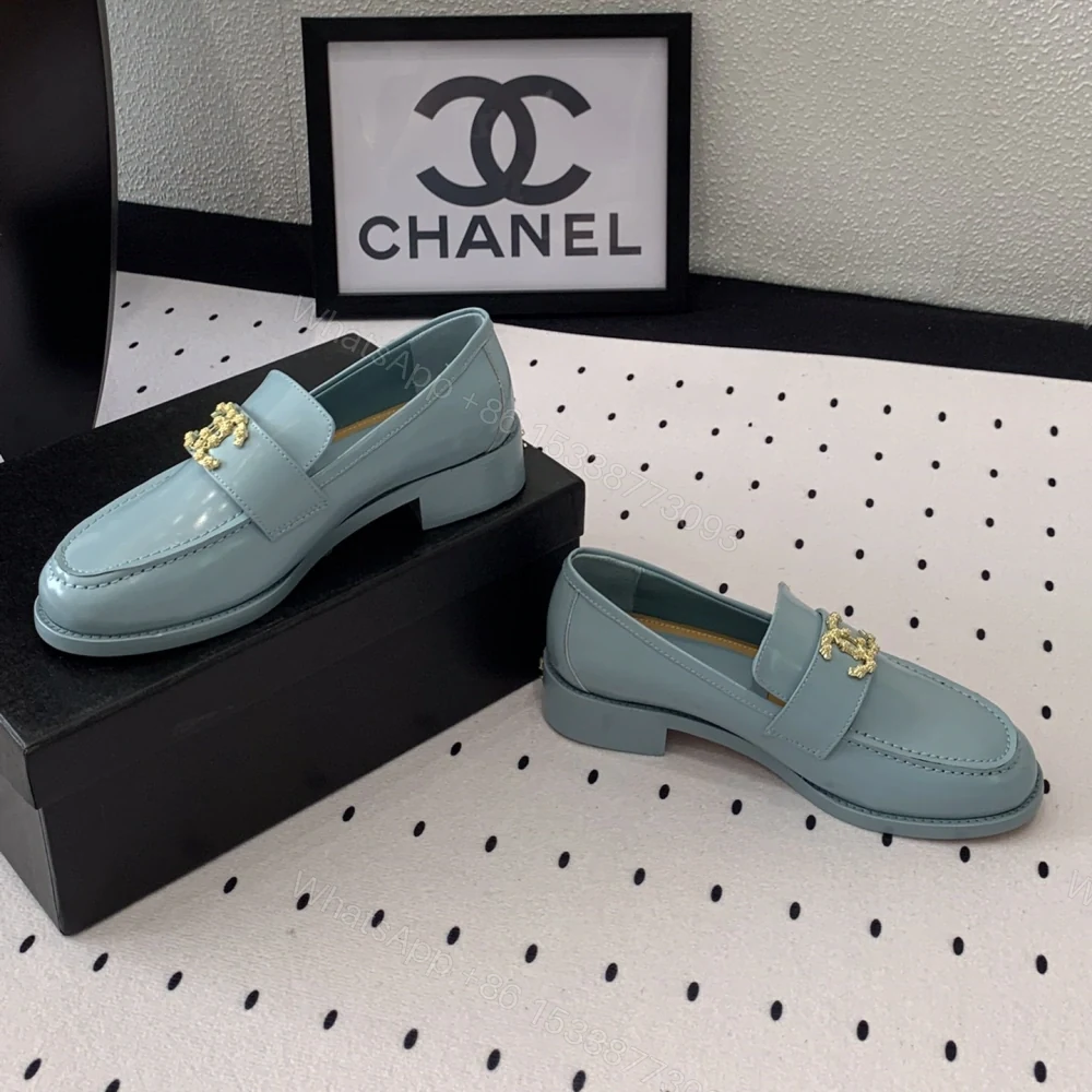 View 8 of 高仿Chanel*24S系列G45663E牛皮革樂福鞋藍色3CM免檢版