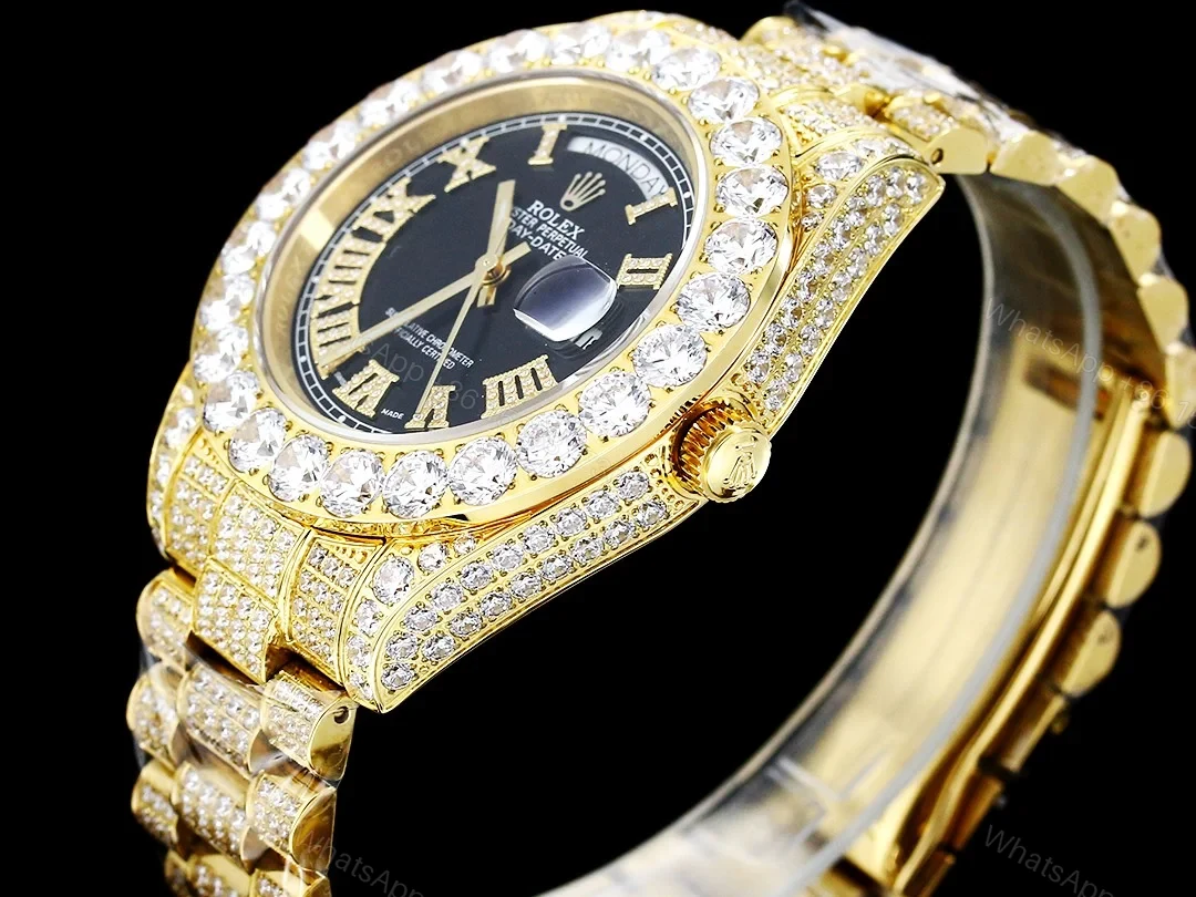 View 6 of Rolex Day-Date Gold Black Iced Replica 42MM RG-ROLEX-DD-GOLD-BLK-ICED-42