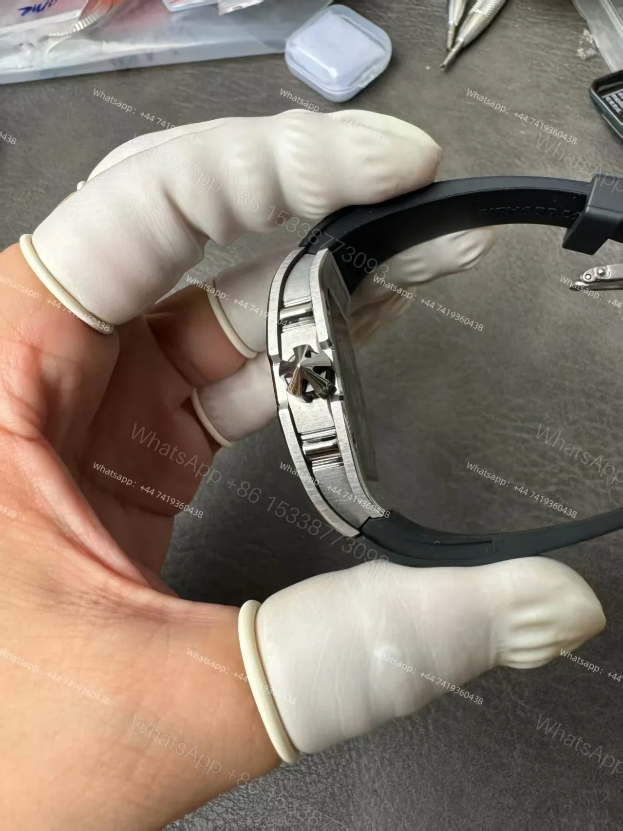 View 20 of Super Clone Richard Mille RM 67-01 Titanium Skeleton Pink Velcro Strap