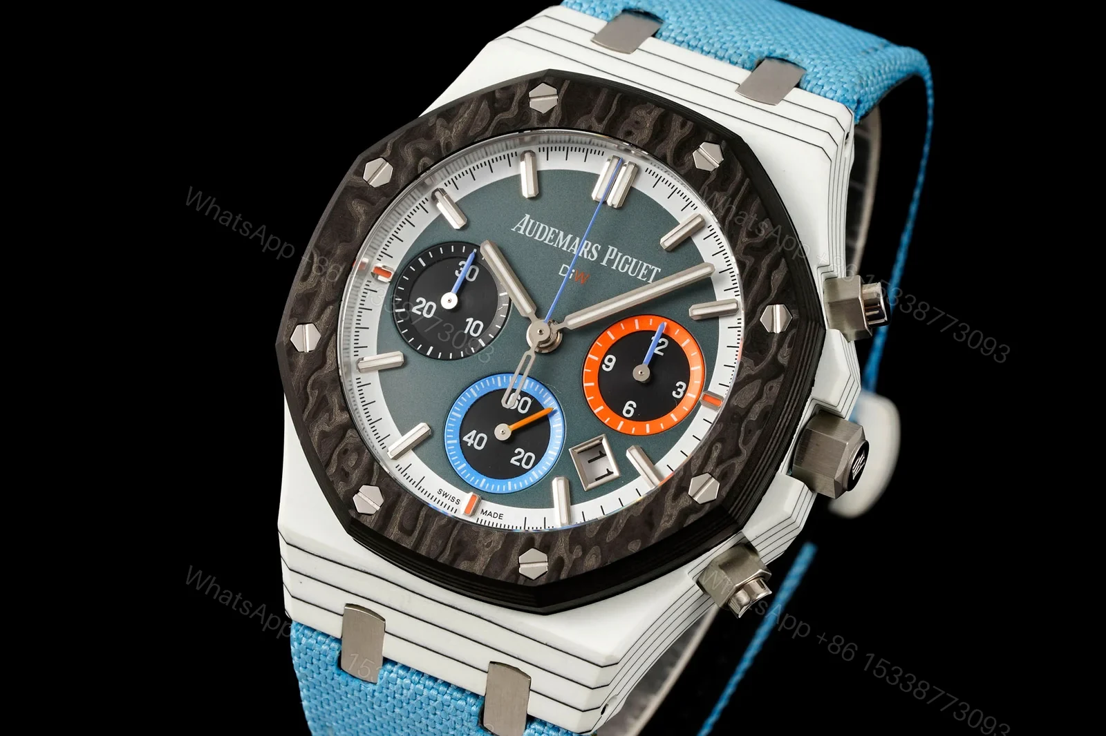 View 3 of Audemars Piguet Royal Oak Ref.26240 Light Blue Strap 42MM Replica Chronograph AP-RO-26240-LBLU-42