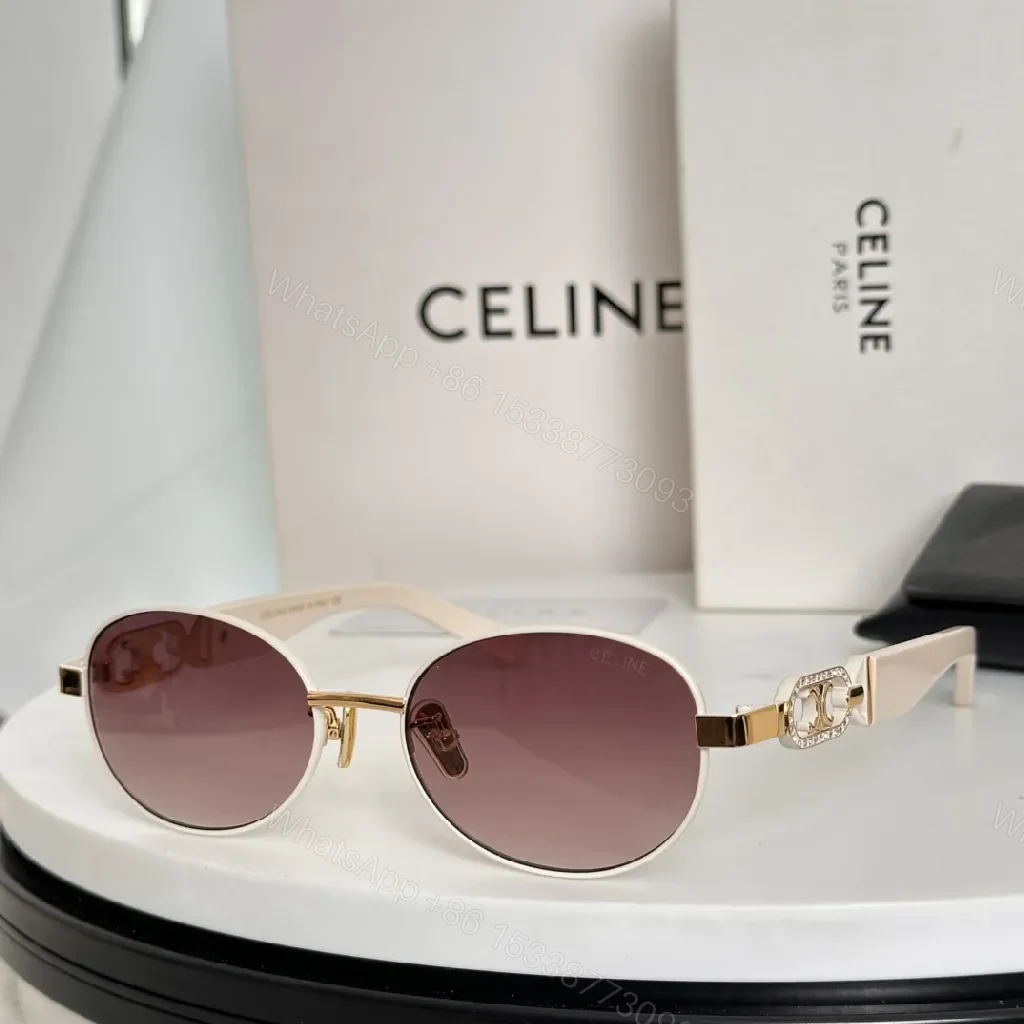 View 7 of Gold-Tone Round Sunglasses with Luxe Detailing