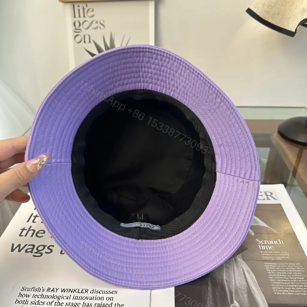View 8 of Pastel Lavender Nylon Bucket Hat with Prada-Inspired Detail
