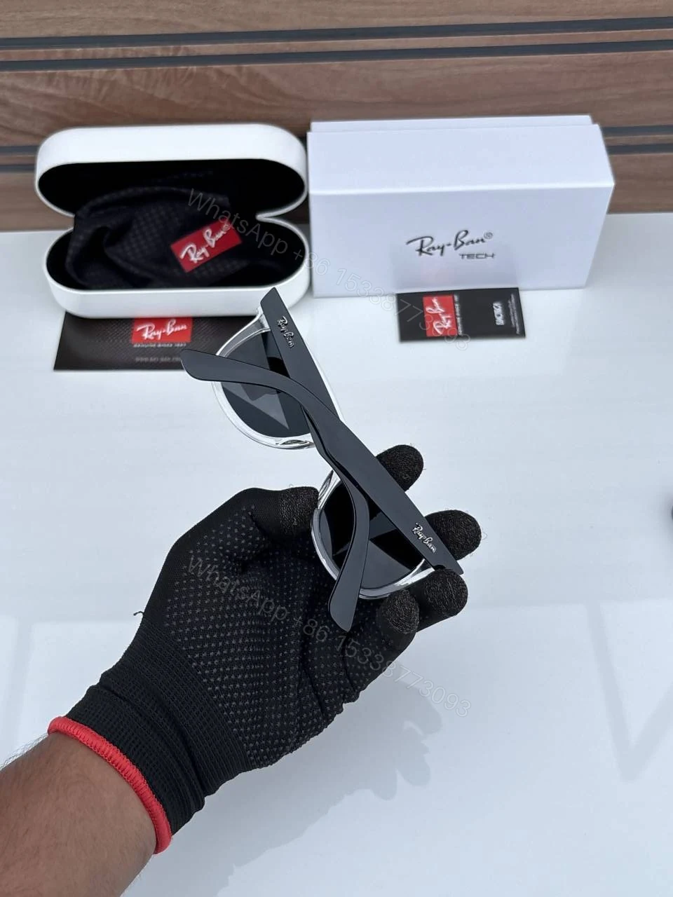 View 3 of First Copy Rayban 2140 Slant Transparent Black Glass Quality