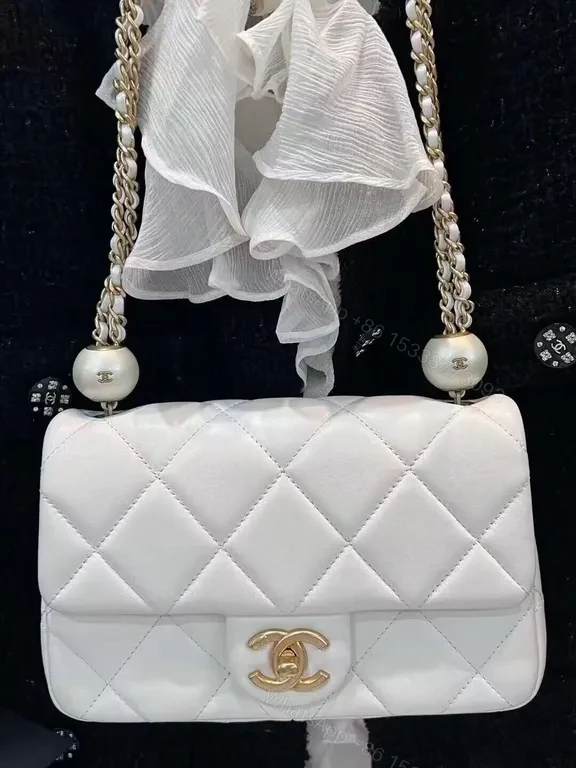 View 3 of Chic White Quilted Flap Bag with Gold Chain â€“ Luxe Everyday Carry