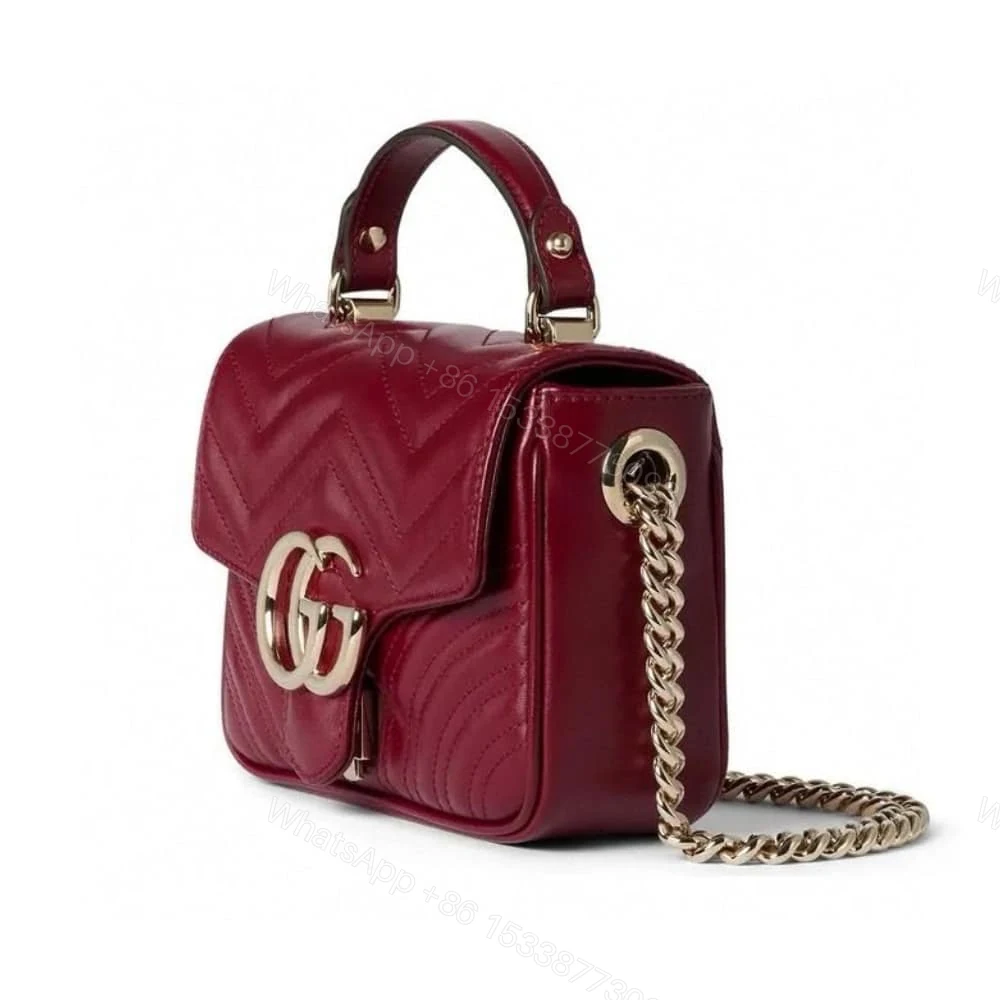 View 3 of Gucci GG Marmont Mini Top Handle Bag Red 17Cm 811238 AAECK 6207