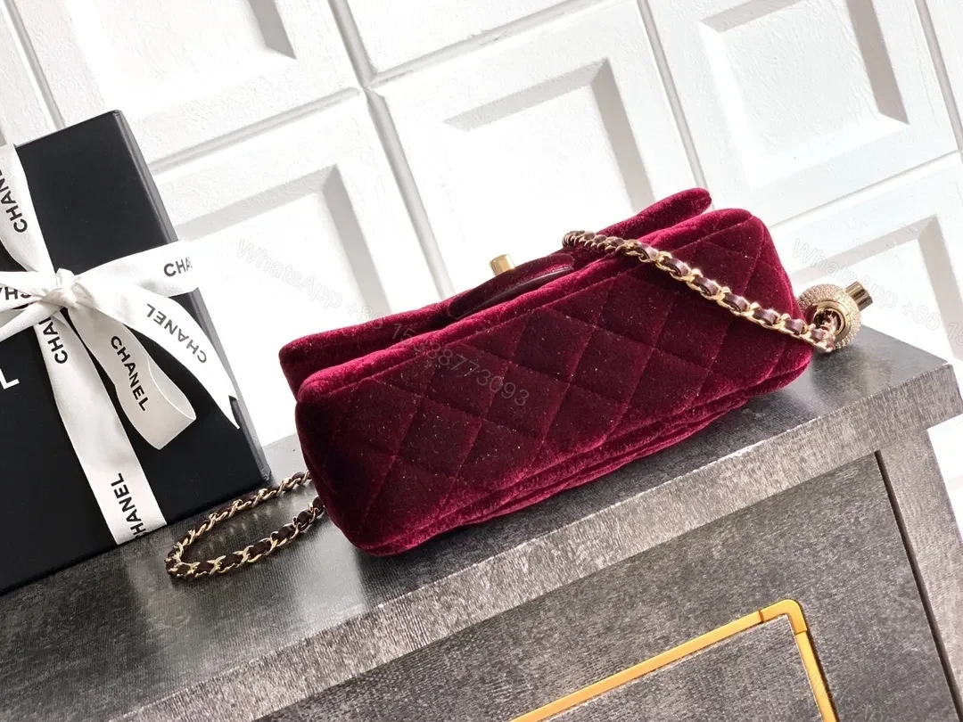 View 3 of Velvet Burgundy Bag: Rich Chain, Gold Hardware, Luxe Everyday