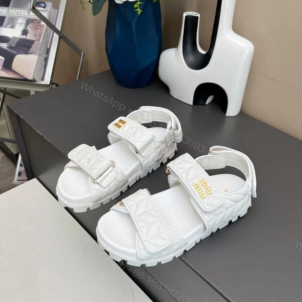 View 5 of MIUMIU SPORTY MATELASSE NAPPA LEATHER SANDALS WHITE 5X135E 88T F0009 F 010