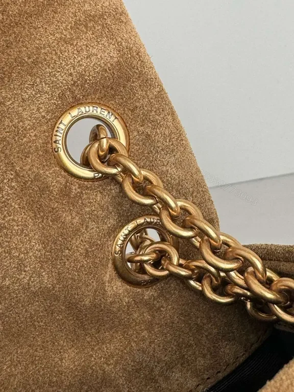View 8 of Soft Suede Quilted Shoulder Bag Gold Chain â€” Everyday Luxe Bag