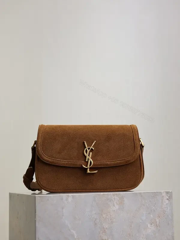 Textured Suede Shoulder Bag with YSL Hardware Luxury Compact Bag — view 1