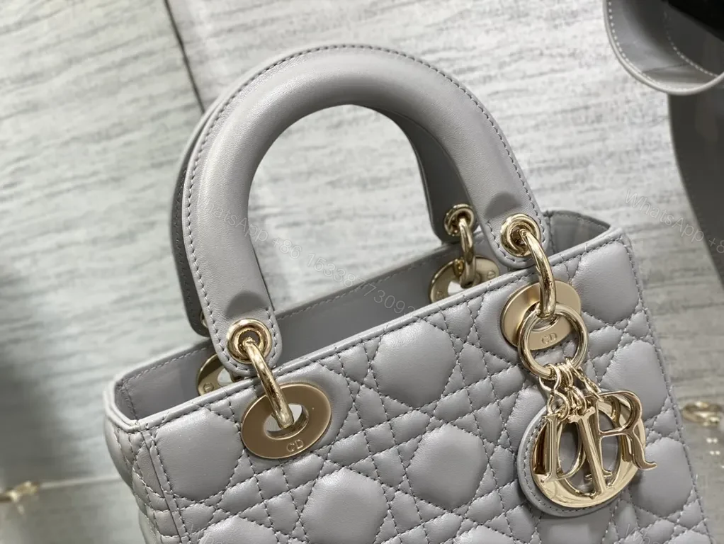 View 4 of Structured Chic Diamond Quilted Handbag - Gold Charms, Crossbody Ready