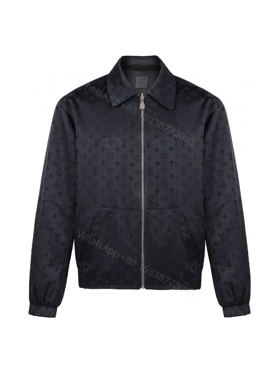 View 5 of Satin-Trim Coach Jacket with Monogram Detail