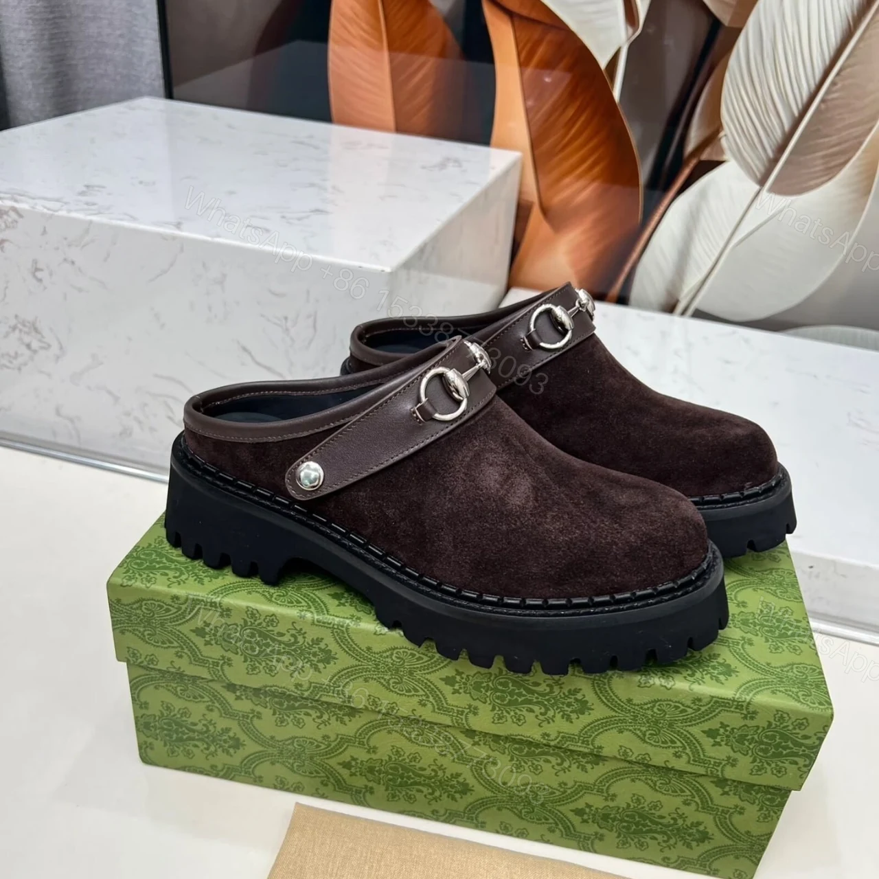 View 5 of GUCCI WOMEN MULE WITH HORSEBIT DARK BROWN 835829 AAE3R 2042