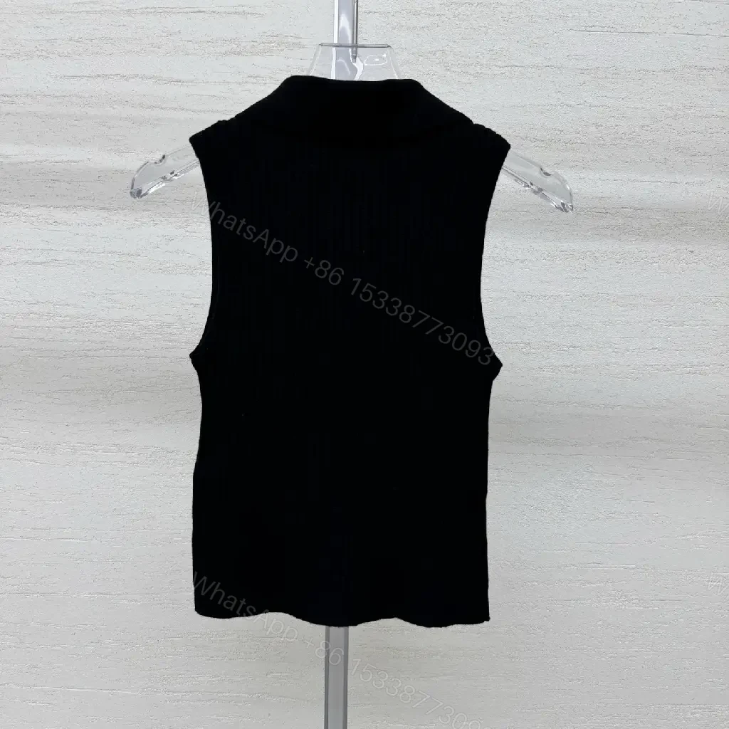 View 7 of Chic Knit Tank: Minimalist Black, Luxe Logo Accent, Zippered Flow