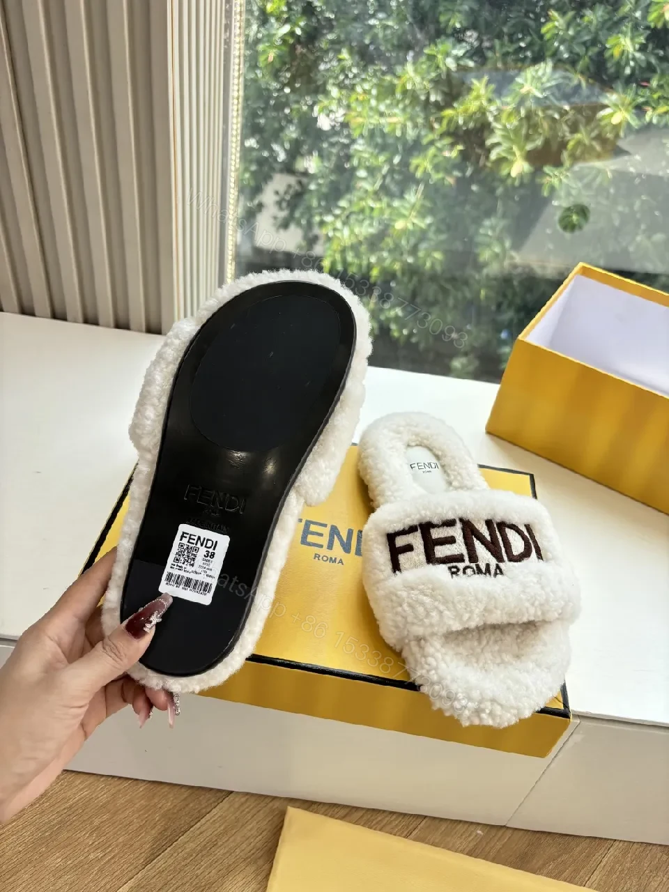 View 9 of Cozy Sherpa Slip-On Sandals – Plush Luxury Slides