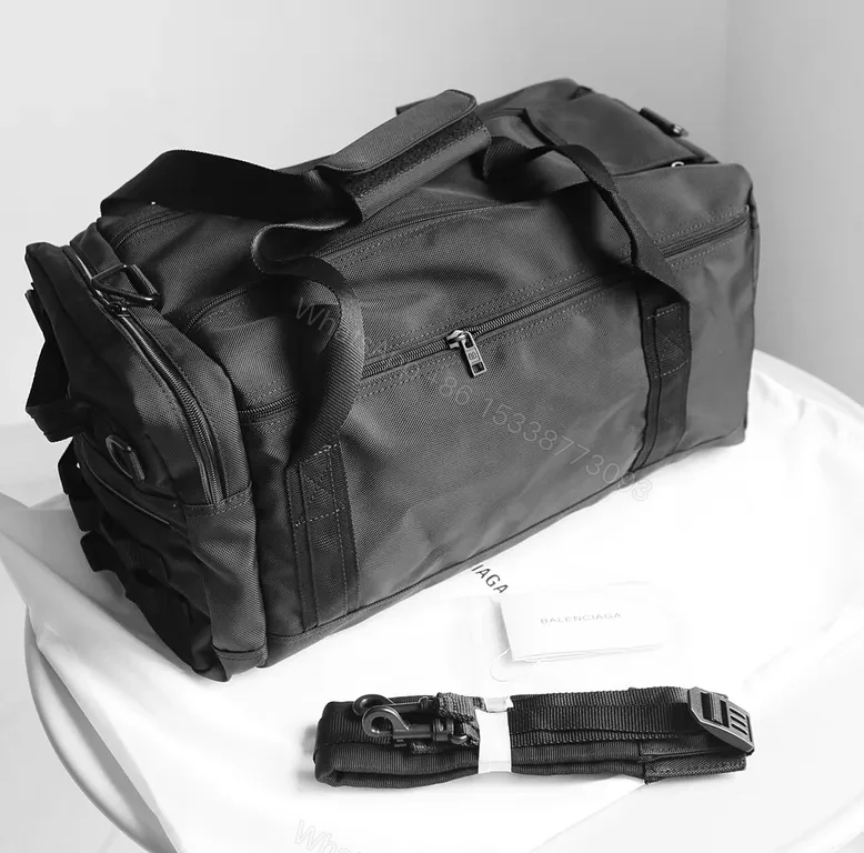 View 4 of Balenciaga Black Leather Bold Travel Duffel â€” Premium Cabin Bag
