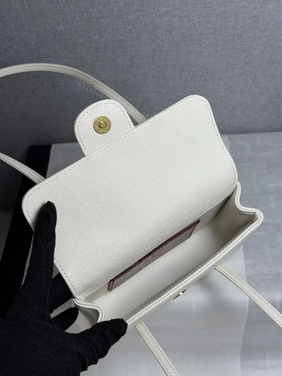 View 9 of Ivory Pebbled Calfskin Satchel: Compact Luxury Bag