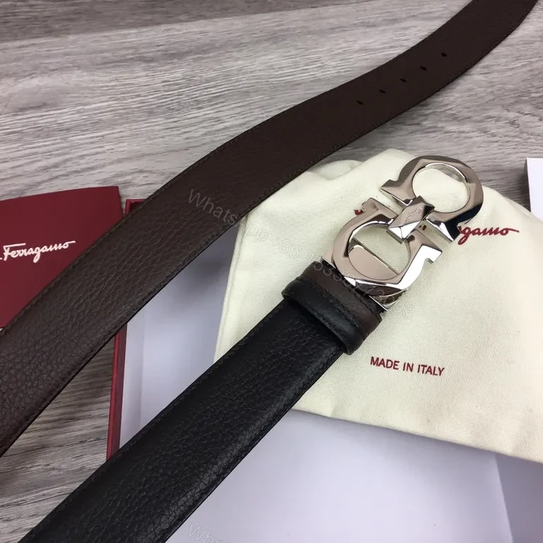View 4 of Bold Gancini Belt with Silver Buckle - Ferragamo Signature Leather Belt