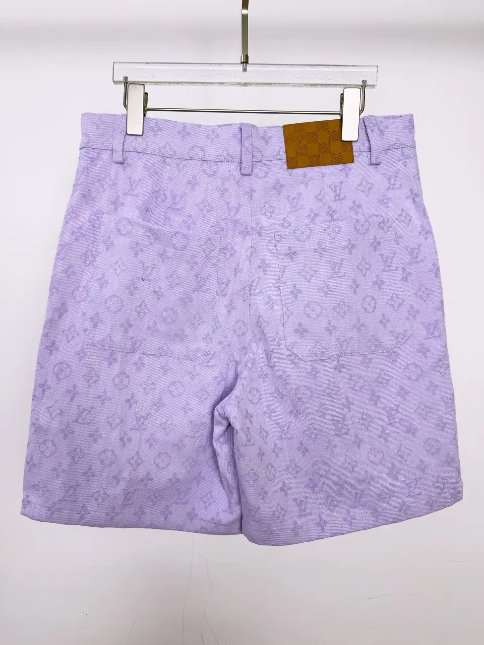 View 2 of Lavender Leather-Patterned Bermuda Shorts with Star Embellishments