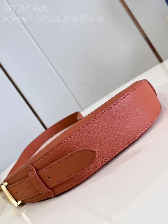 View 9 of Leather Belt Bag: Subtle LV Logo, Crescent Shape, Crossbody Carry