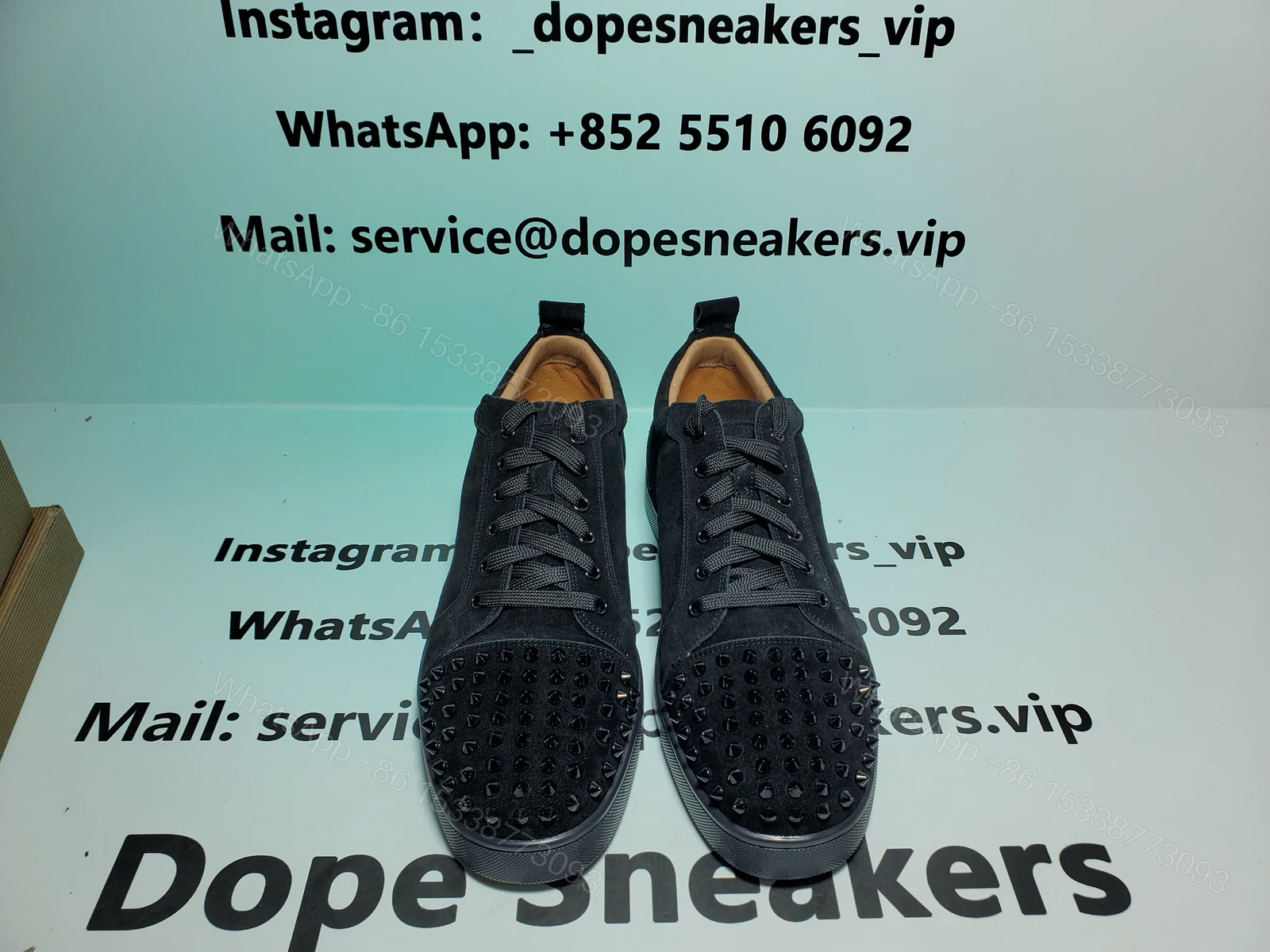 View 2 of Christian Louboutin Louis Junior Spikes Flat Black 1130573CM53
