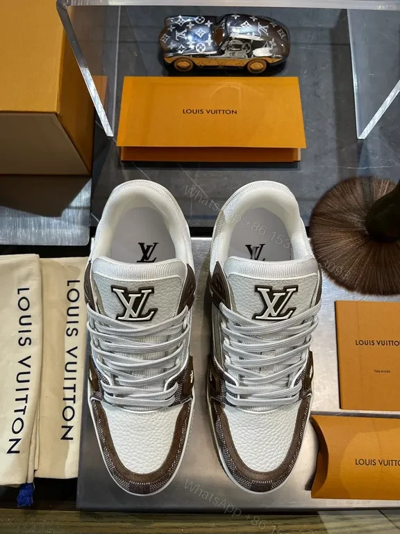View 5 of LV-Inspired Luxury Sneaker: Structured Texture & Everyday Comfort