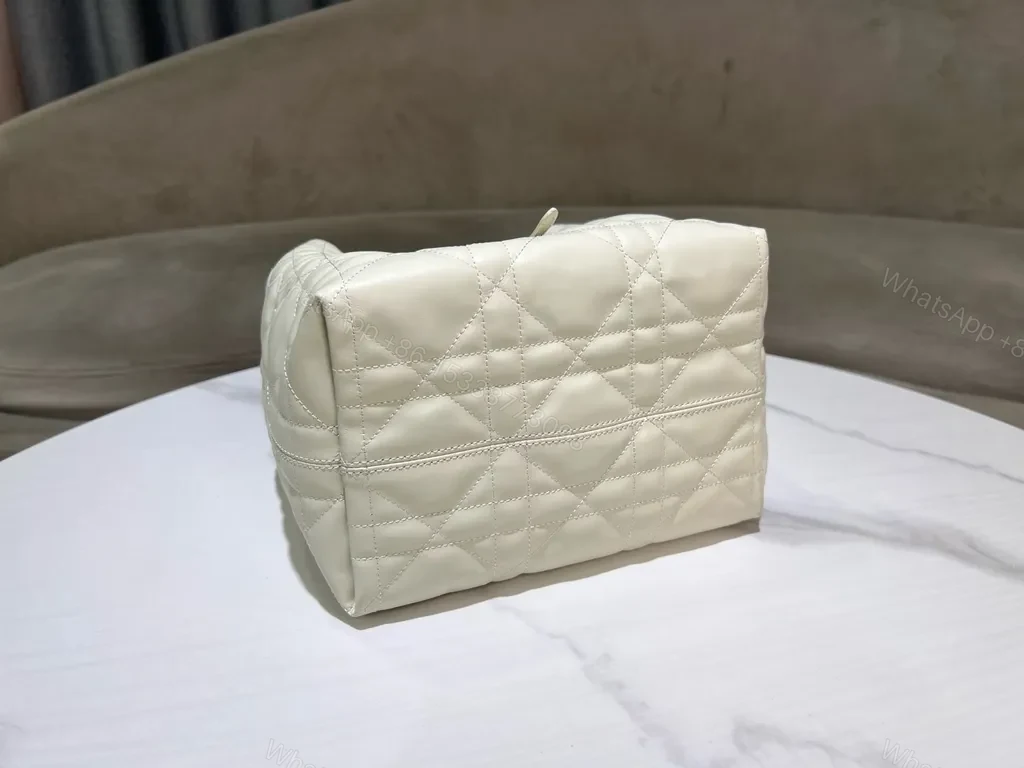 View 5 of Chic Quilted Tote with Gold-Dior Charm â€“ Structured Luxury Tote