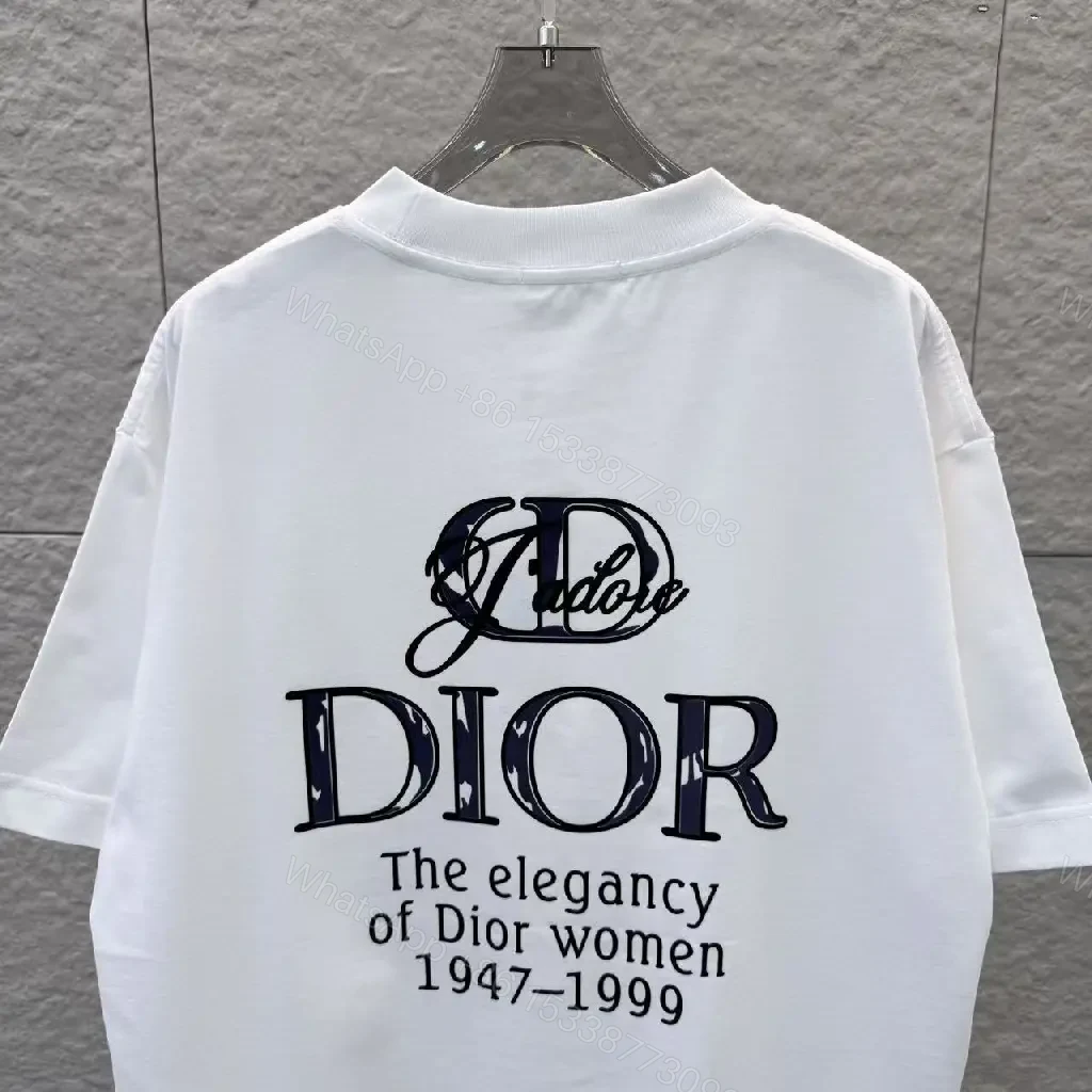 View 7 of Minimalist White Tee with Dior Script—Effortless Everyday Luxe
