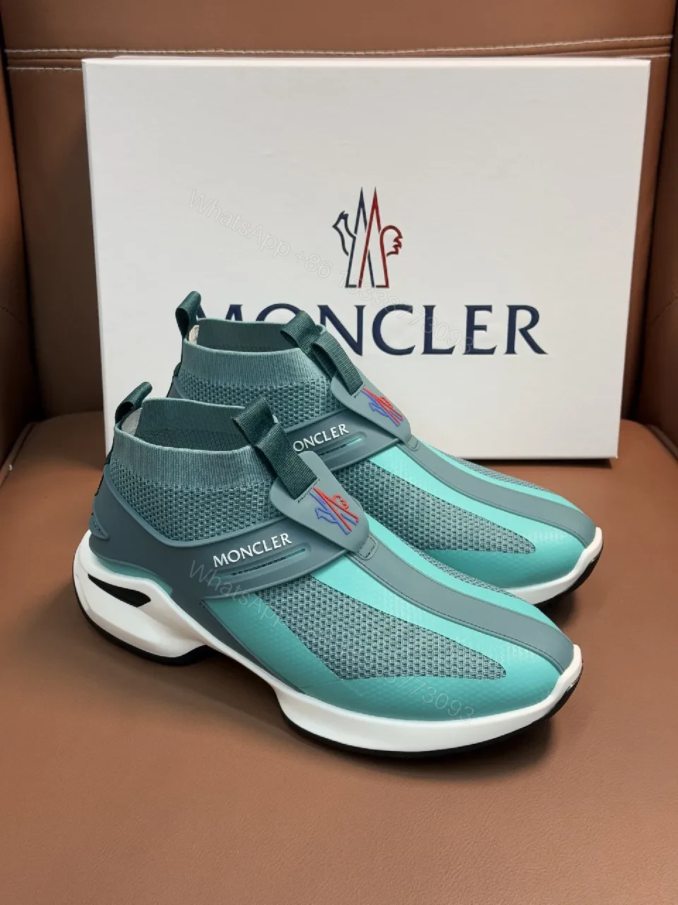 Teal Knit High-Top Sneakers: Luxe Slip-On Comfort — view 1