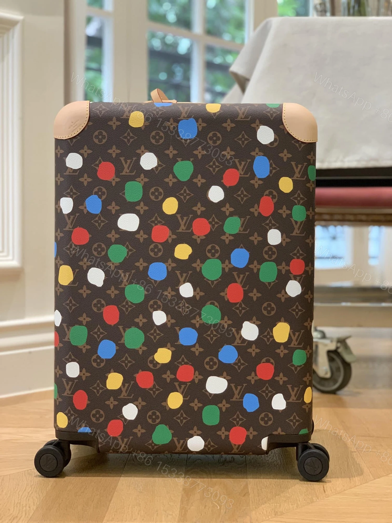 View 2 of Louis Vuitton X Yayoi Kusama Horizon 55 Suitcase Grained Leather Monogram Multicolor 55Cm M10118