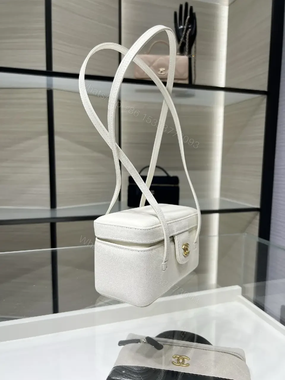 View 3 of Chic Pebbled Leather Compact Handbag - Structured, Versatile, Everyday Elegance