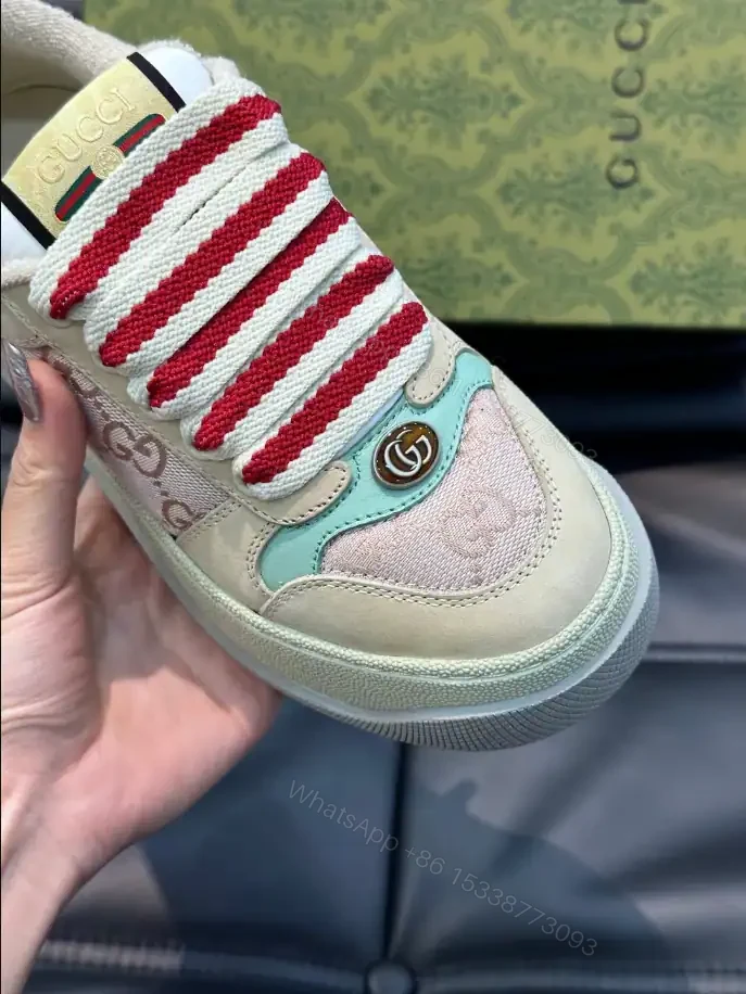View 3 of GUCCI SCREENER TRAINER SNEAKERS IN BEIGE AND PINK – GC170