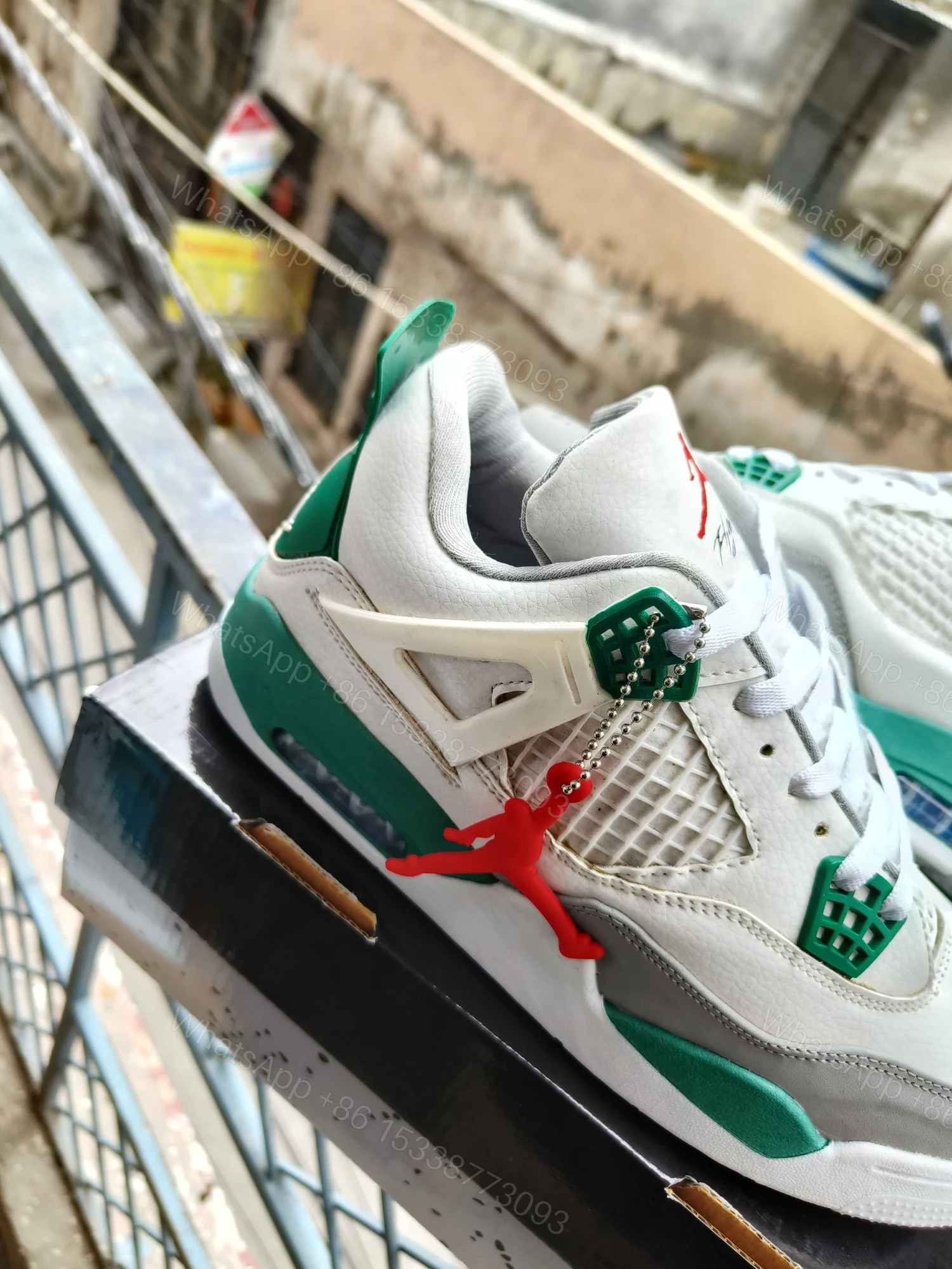 View 4 of BUY FIRST COPY NIKE JORDAN 4 PINE GREEN SNEAKERS