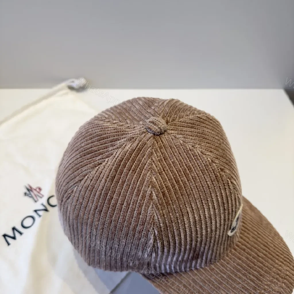 View 2 of Corduroy Taupe Cap with Subtle Moncler Detail