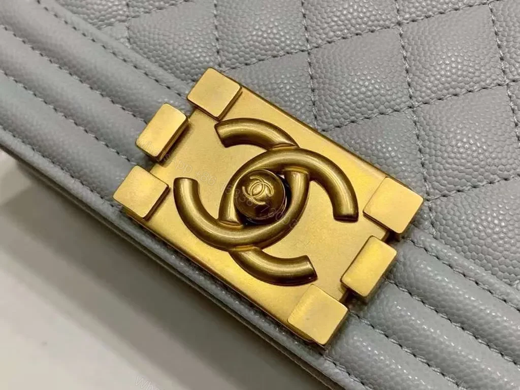 View 3 of Chic Gray Quilted Flap Bag with Gold Chain - Luxury