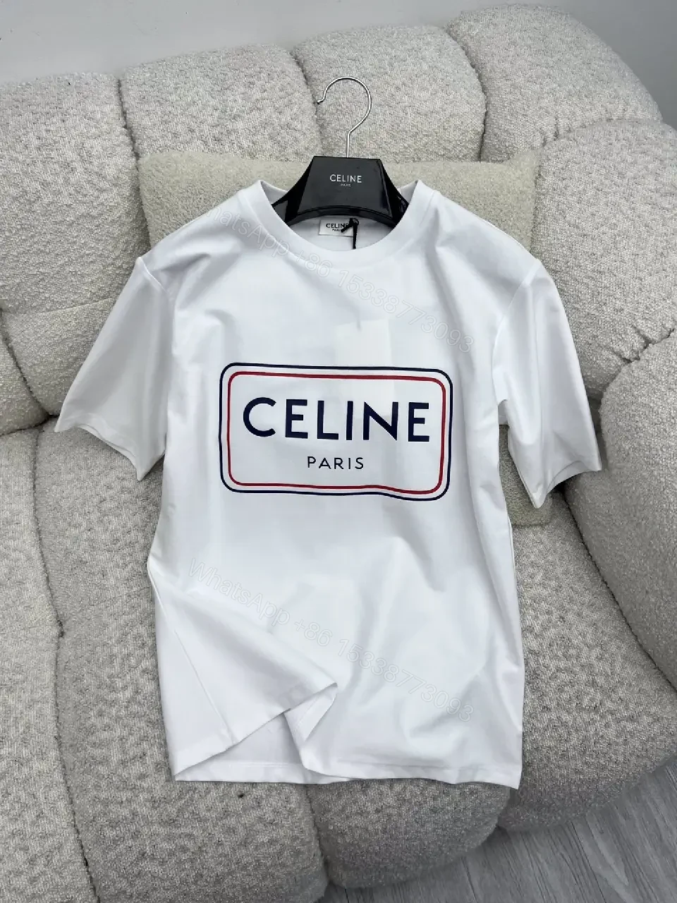 View 4 of White Cotton Luxe Tee, Logo-Front, Casual Luxe T-Shirt